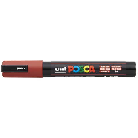 Marcatore a tempera Posca Uni-Ball punta tonda 1,8-2,5 mm rosso rubino M PC5M RR